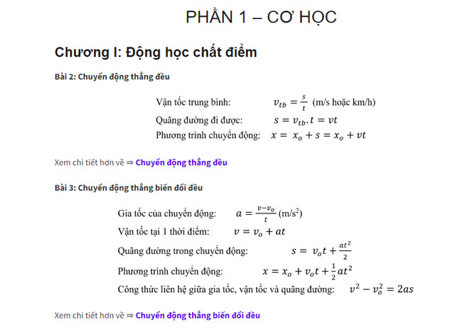 áp dụng công thức vật lý lớp 10 vào bài tập