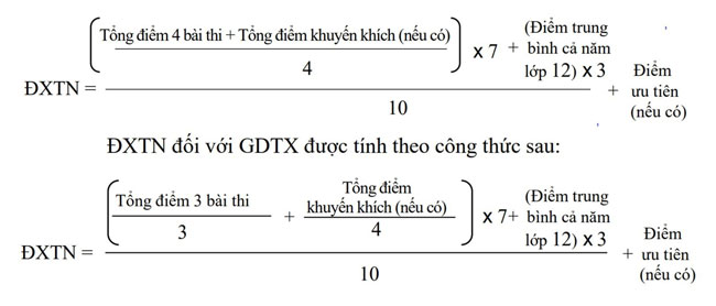 công thức tính điểm thpt