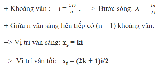 Công thức xác định khoảng vân